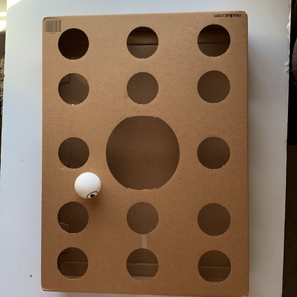 Modcat Cardboard Toy 13x17x3 Holes Ball Scratch Chase Catch Fun Kitten Cat Play - Picture 5 of 8